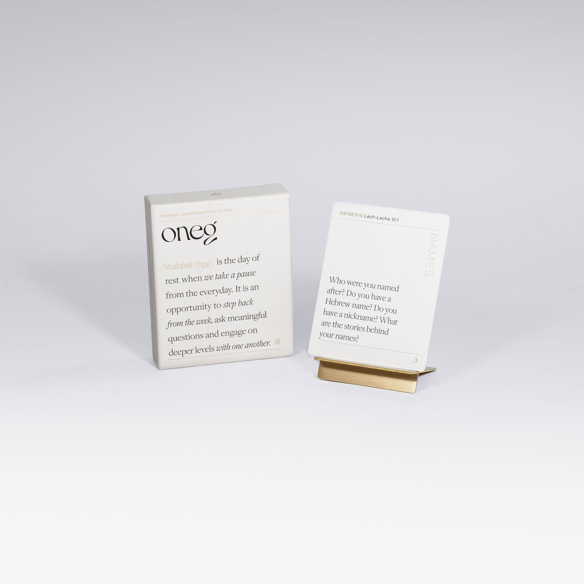 ●COMPLETE CONVERSATION VOL.1 Shabbat Conversation Set | Cards + Brass Stand | Oneg